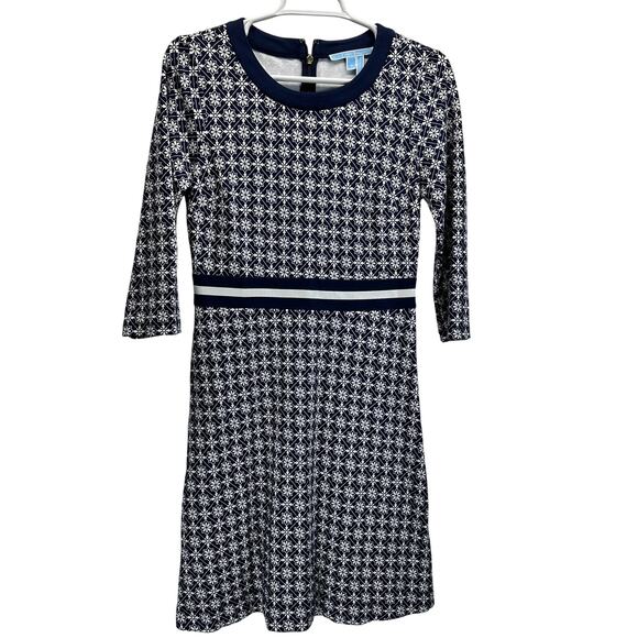 Draper James Ponte Knit Dress Navy Blue Print Small - Picture 1 of 12